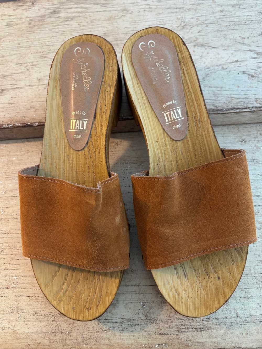Seychelles Tan Suede Slide Mules
